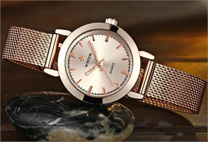 Frauen Uhren Quarz Rose Gold Kleid Damen Uhr Marke Luxus Kleine Uhr Edelstahl Mesh Armband Armbanduhr Geschenke