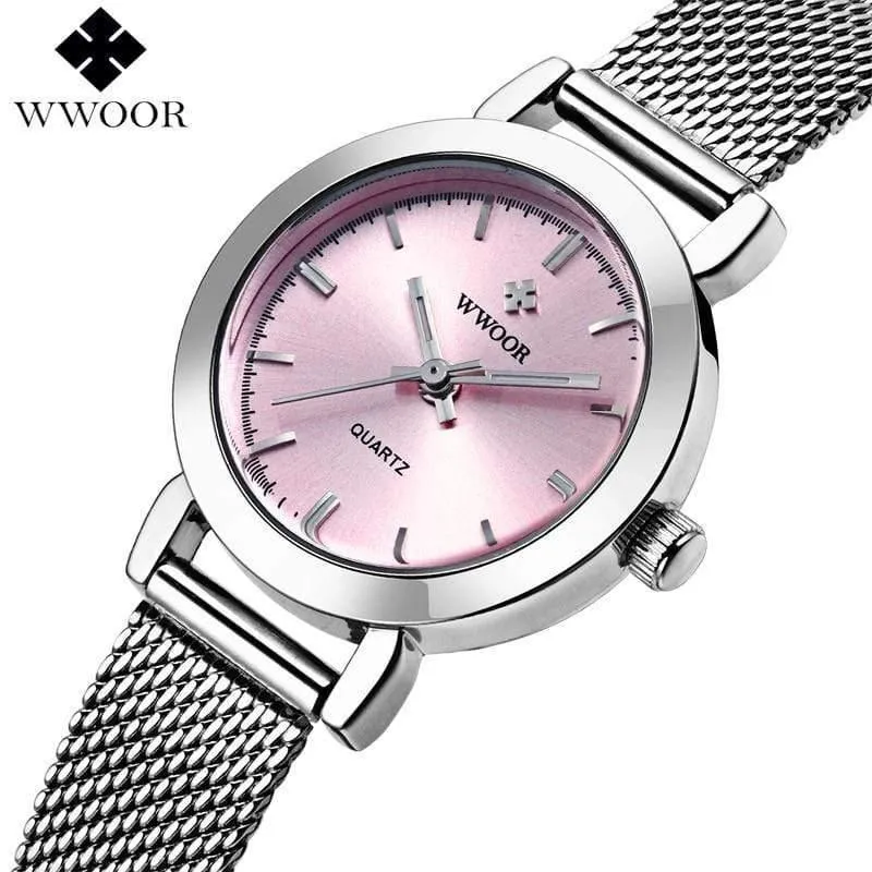 Frauen Uhren Quarz Rose Gold Kleid Damen Uhr Marke Luxus Kleine Uhr Edelstahl Mesh Armband Armbanduhr Geschenke