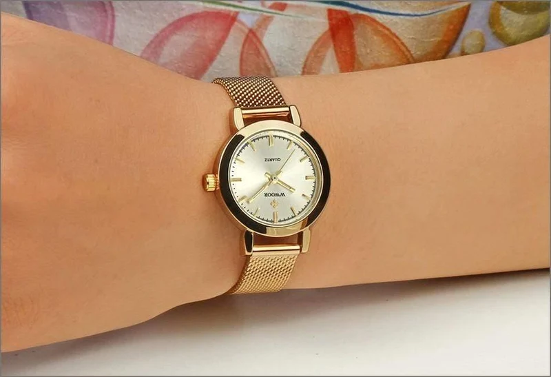 Frauen Uhren Quarz Rose Gold Kleid Damen Uhr Marke Luxus Kleine Uhr Edelstahl Mesh Armband Armbanduhr Geschenke