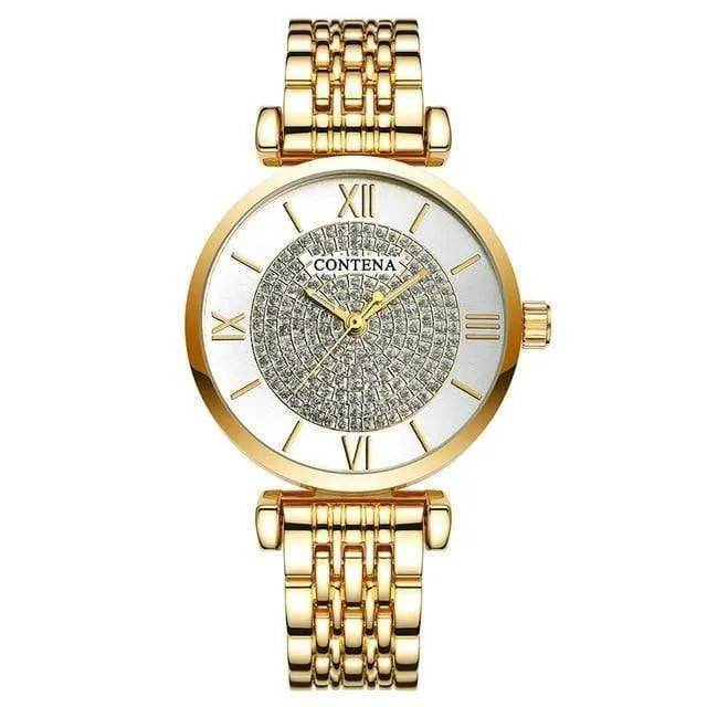 Silber Frauen Uhren Top Marke Luxus Kristall Damenuhren Voller Stahl Damenuhr Frauen Uhr reloj mujer