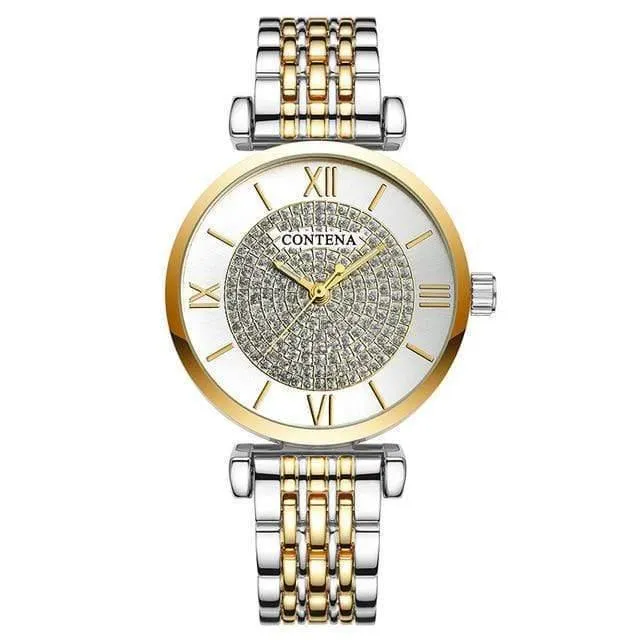 Silber Frauen Uhren Top Marke Luxus Kristall Damenuhren Voller Stahl Damenuhr Frauen Uhr reloj mujer