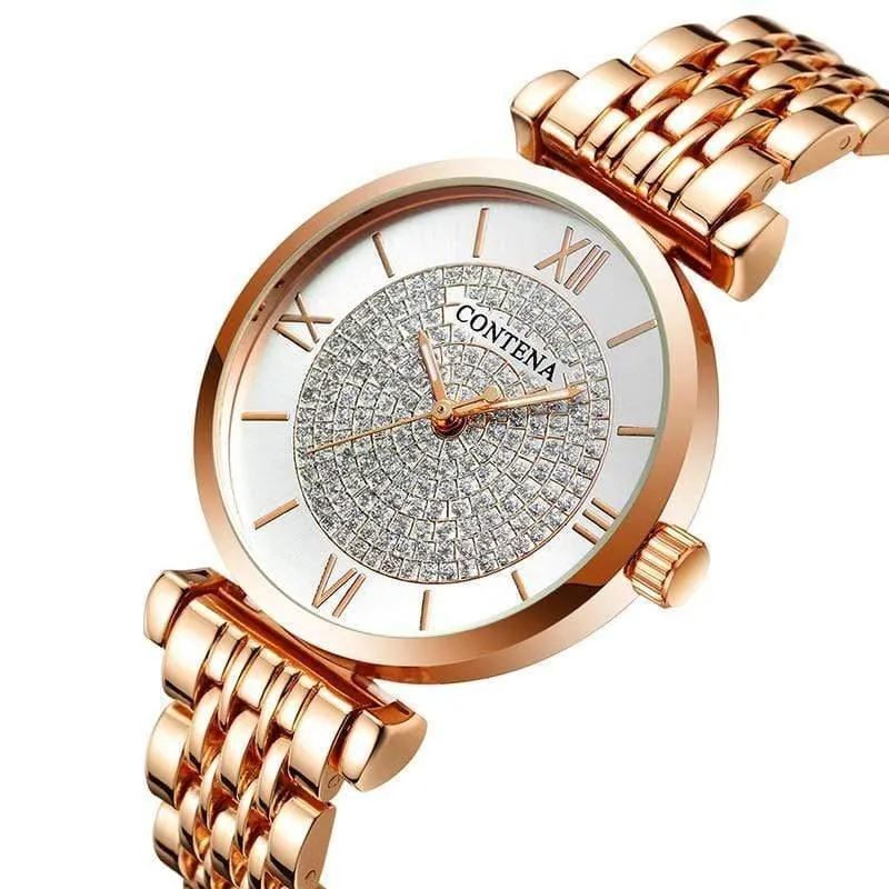 Silber Frauen Uhren Top Marke Luxus Kristall Damenuhren Voller Stahl Damenuhr Frauen Uhr reloj mujer