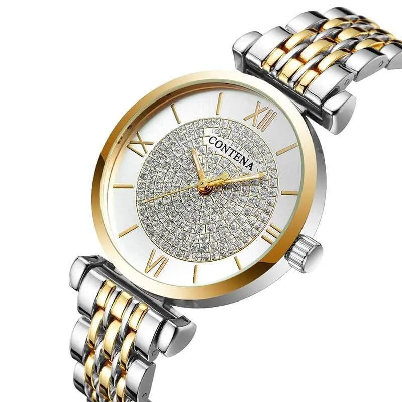 Silber Frauen Uhren Top Marke Luxus Kristall Damenuhren Voller Stahl Damenuhr Frauen Uhr reloj mujer