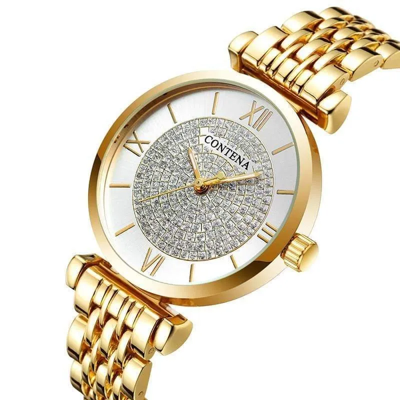 Silber Frauen Uhren Top Marke Luxus Kristall Damenuhren Voller Stahl Damenuhr Frauen Uhr reloj mujer