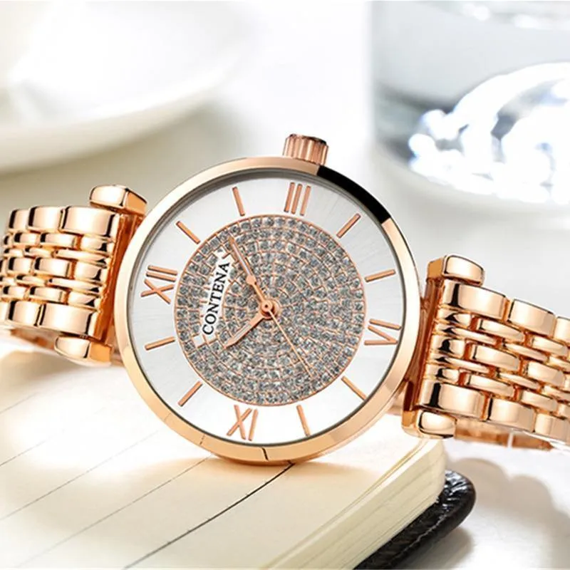 Silber Frauen Uhren Top Marke Luxus Kristall Damenuhren Voller Stahl Damenuhr Frauen Uhr reloj mujer