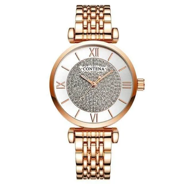 Silber Frauen Uhren Top Marke Luxus Kristall Damenuhren Voller Stahl Damenuhr Frauen Uhr reloj mujer