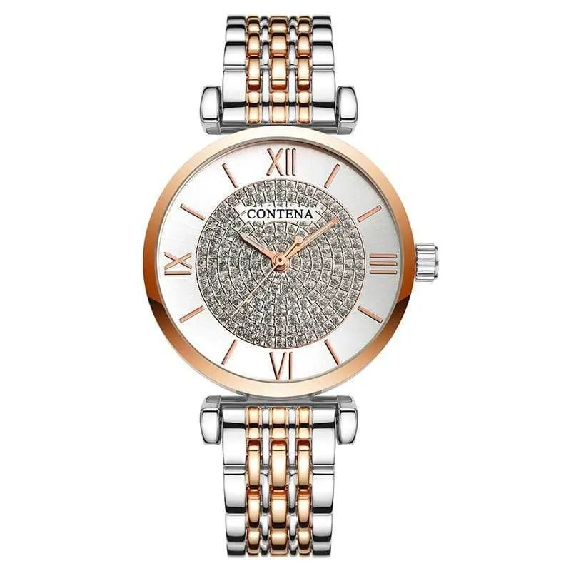 Silber Frauen Uhren Top Marke Luxus Kristall Damenuhren Voller Stahl Damenuhr Frauen Uhr reloj mujer