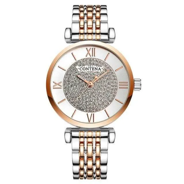 Silber Frauen Uhren Top Marke Luxus Kristall Damenuhren Voller Stahl Damenuhr Frauen Uhr reloj mujer