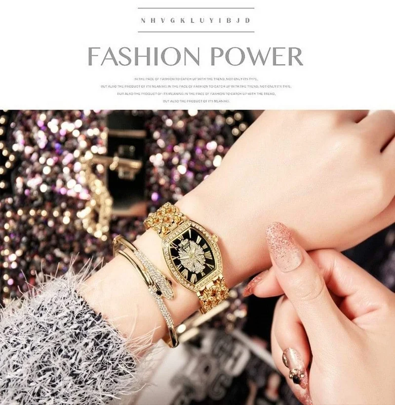 Damen-Diamantarmband-Uhren-Set, 2-teilig, für Damen, luxuriös, modisch, extravagantes Zifferblatt, kleine Diamanten, Damenuhr, C