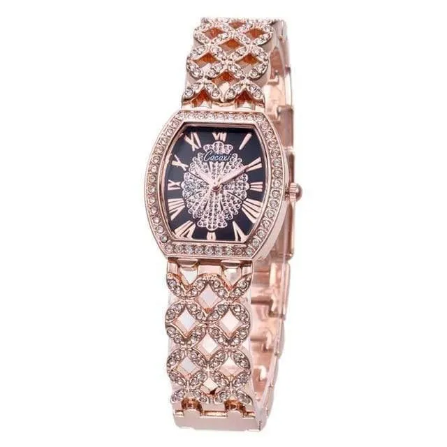 Damen-Diamantarmband-Uhren-Set, 2-teilig, für Damen, luxuriös, modisch, extravagantes Zifferblatt, kleine Diamanten, Damenuhr, C