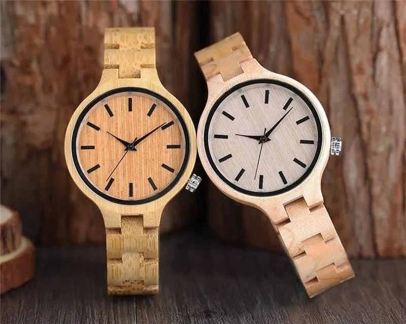 Natürliche Ahorn Bambus Holz Uhren Damen Modische Quarz Armbanduhr frauen Armband Weiblichen Uhr Relogio Feminino
