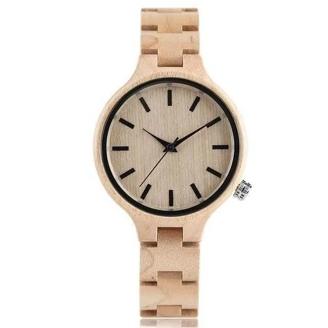 Natürliche Ahorn Bambus Holz Uhren Damen Modische Quarz Armbanduhr frauen Armband Weiblichen Uhr Relogio Feminino
