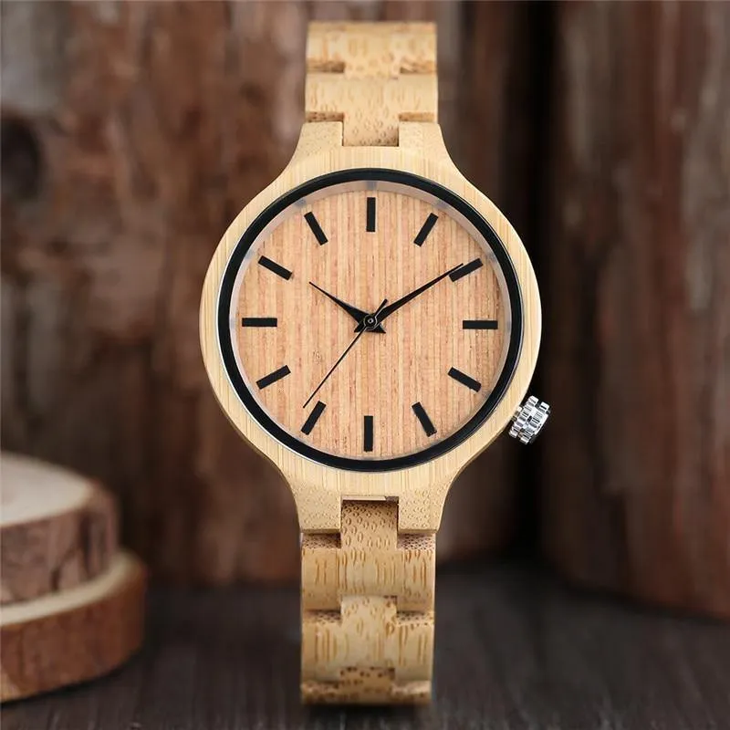 Natürliche Ahorn Bambus Holz Uhren Damen Modische Quarz Armbanduhr frauen Armband Weiblichen Uhr Relogio Feminino