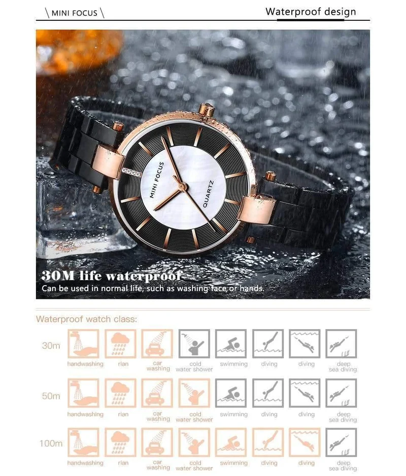 Damen-Armbanduhr aus Roségold, schlichtes Edelstahlarmband, wasserdichte Kleid-Quarzuhr für Damen und Herren, 0224Rose