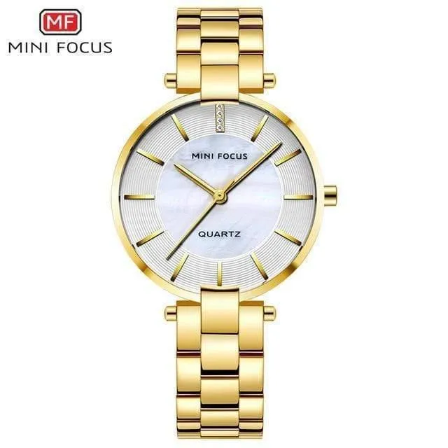 Damen-Armbanduhr aus Roségold, schlichtes Edelstahlarmband, wasserdichte Kleid-Quarzuhr für Damen und Herren, 0224Rose
