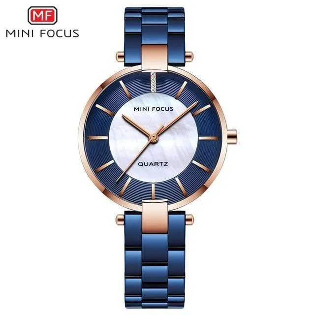 Damen-Armbanduhr aus Roségold, schlichtes Edelstahlarmband, wasserdichte Kleid-Quarzuhr für Damen und Herren, 0224Rose