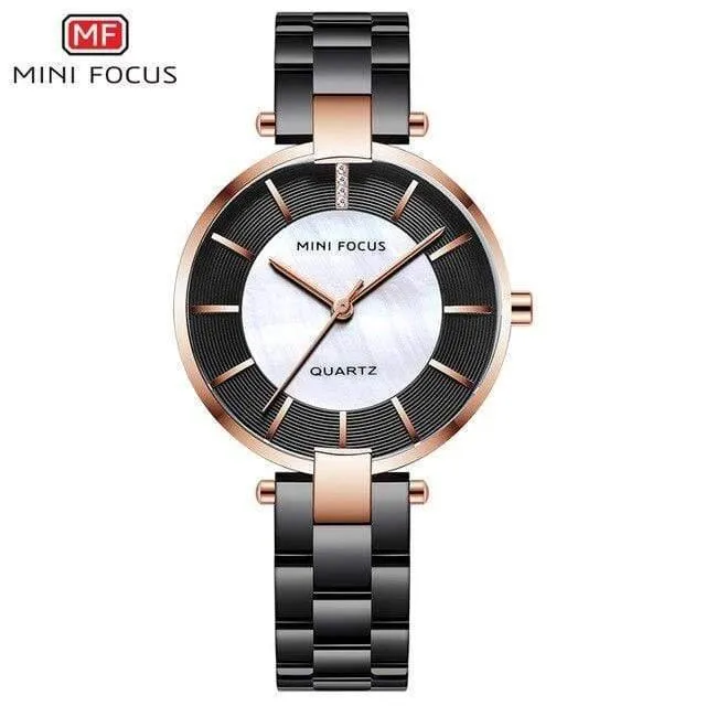 Damen-Armbanduhr aus Roségold, schlichtes Edelstahlarmband, wasserdichte Kleid-Quarzuhr für Damen und Herren, 0224Rose