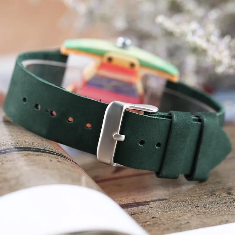 Holz Uhr Kreative Dreieck Form Zifferblatt Stunde Uhr Frauen Quarz Lederarmband Uhr frauen Handgelenk Reloj Mujer