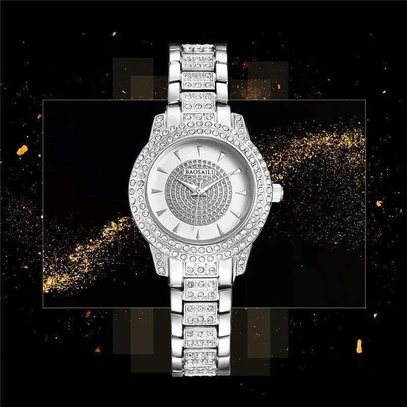 Quarzuhr Damen Silber Roségold Armband Uhren Kristall Diamant Kleid Damen Armbanduhr Mädchen Uhr 30