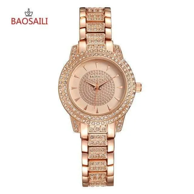 Quarzuhr Damen Silber Roségold Armband Uhren Kristall Diamant Kleid Damen Armbanduhr Mädchen Uhr 30