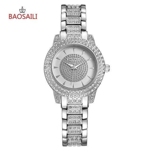 Quarzuhr Damen Silber Roségold Armband Uhren Kristall Diamant Kleid Damen Armbanduhr Mädchen Uhr 30