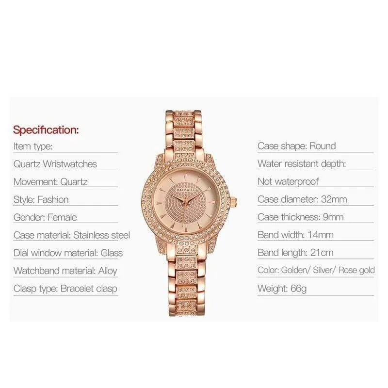 Quarzuhr Damen Silber Roségold Armband Uhren Kristall Diamant Kleid Damen Armbanduhr Mädchen Uhr 30