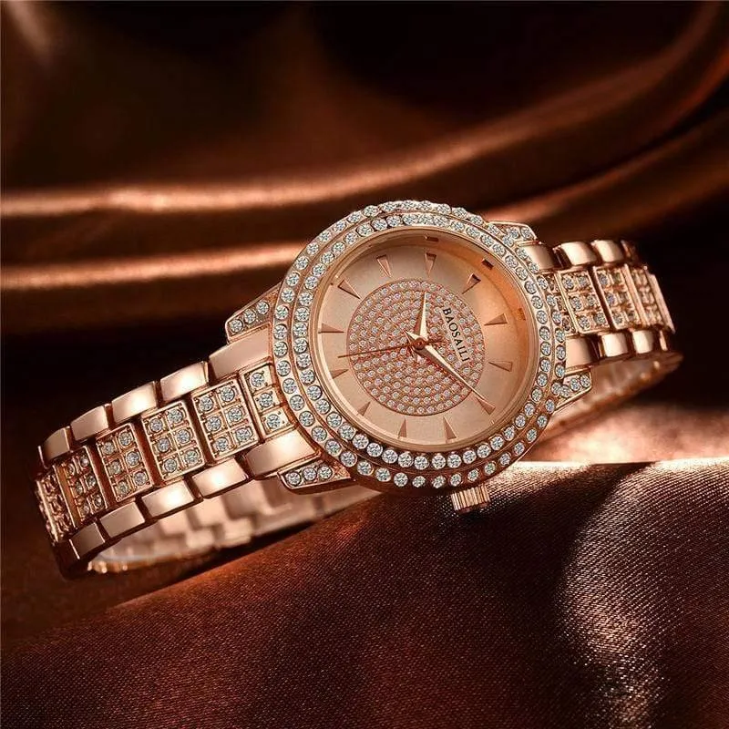 Quarzuhr Damen Silber Roségold Armband Uhren Kristall Diamant Kleid Damen Armbanduhr Mädchen Uhr 30