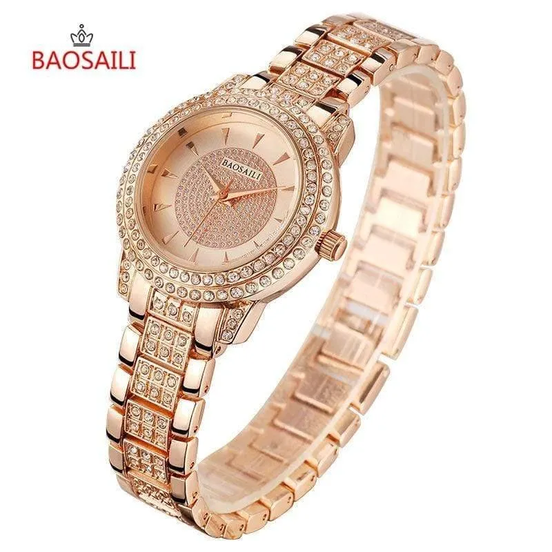 Quarzuhr Damen Silber Roségold Armband Uhren Kristall Diamant Kleid Damen Armbanduhr Mädchen Uhr 30