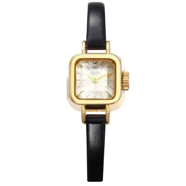 Damenuhr Japan Quarz Stunden feine Mode Kleid Armband Leder schöne Mini Candy Square süßes Mädchen Geschenk Julius