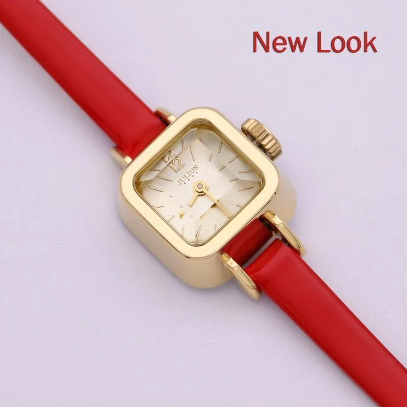Damenuhr Japan Quarz Stunden feine Mode Kleid Armband Leder schöne Mini Candy Square süßes Mädchen Geschenk Julius
