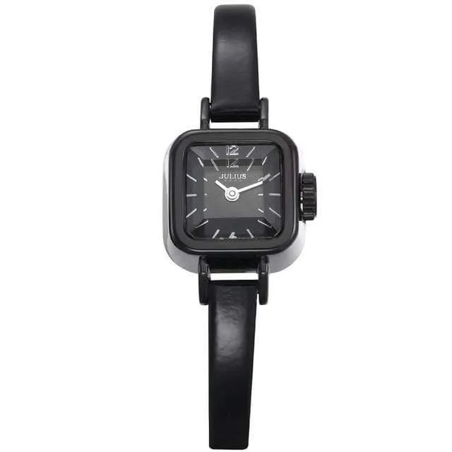 Damenuhr Japan Quarz Stunden feine Mode Kleid Armband Leder schöne Mini Candy Square süßes Mädchen Geschenk Julius