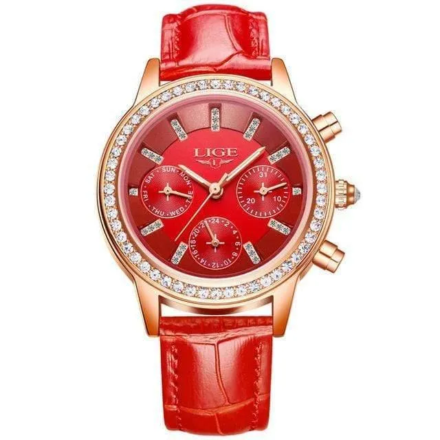 Frauen Uhr Mode Lässig Leder Quarzuhr Damen Diamant Kleid Uhren Weiblichen geschenk Relogio feminino