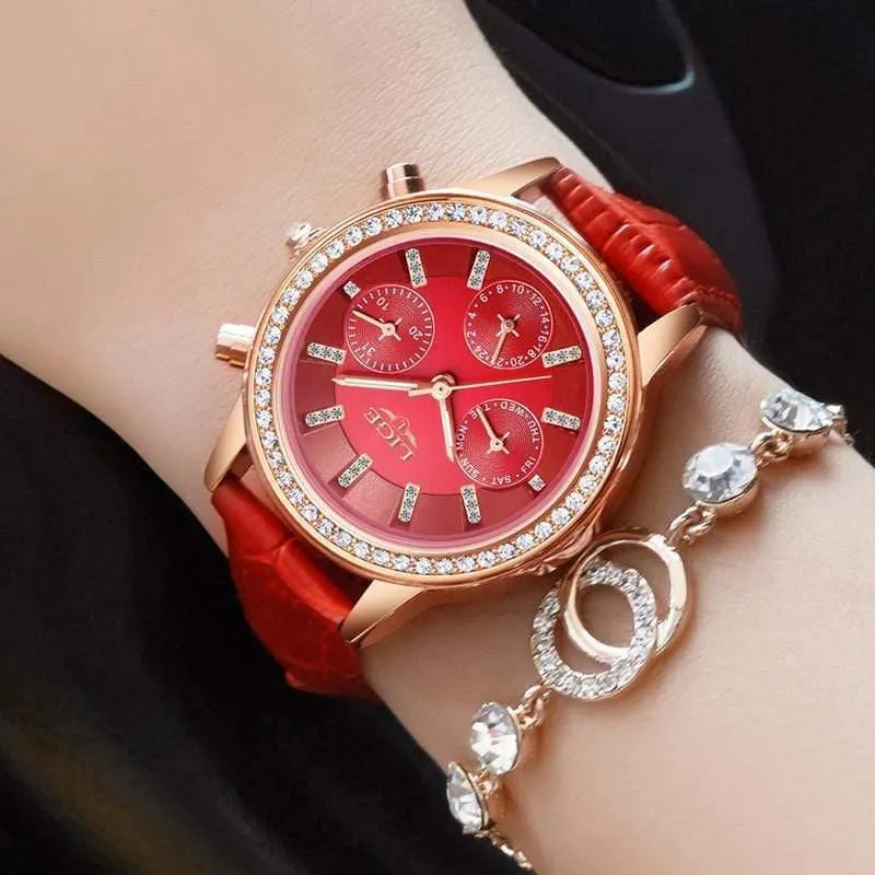 Frauen Uhr Mode Lässig Leder Quarzuhr Damen Diamant Kleid Uhren Weiblichen geschenk Relogio feminino