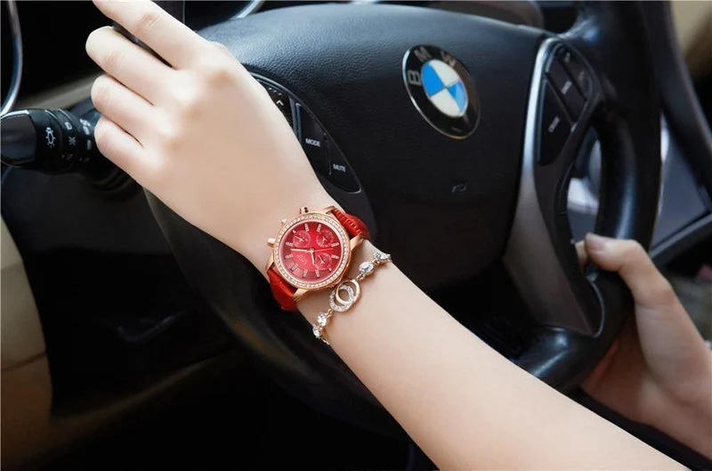 Frauen Uhr Mode Lässig Leder Quarzuhr Damen Diamant Kleid Uhren Weiblichen geschenk Relogio feminino