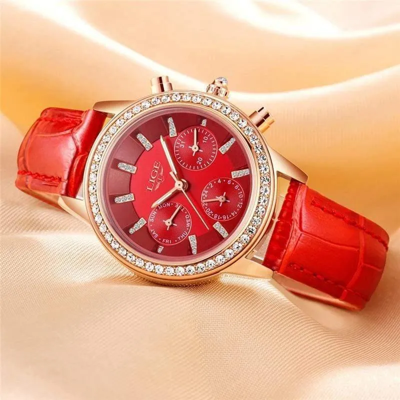 Frauen Uhr Mode Lässig Leder Quarzuhr Damen Diamant Kleid Uhren Weiblichen geschenk Relogio feminino