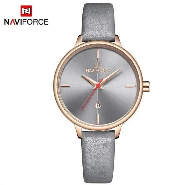 Frauen sehen Mode Quarz Lady Blue PU Armband Datum Casual 3ATM wasserdichte Armbanduhr Geschenk für Mädchen Frau Frau
