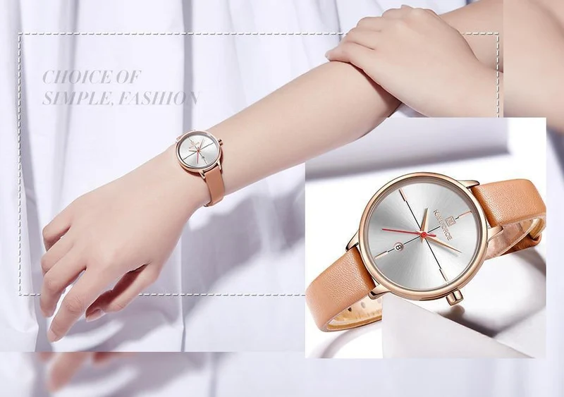 Frauen sehen Mode Quarz Lady Blue PU Armband Datum Casual 3ATM wasserdichte Armbanduhr Geschenk für Mädchen Frau Frau