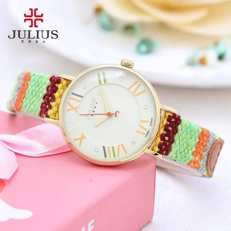 Drama Dame Damenuhr Japan Movt Strass Mode Uhr Stunden Kleid Armband Leder Mädchen Geburtstagsgeschenkbox