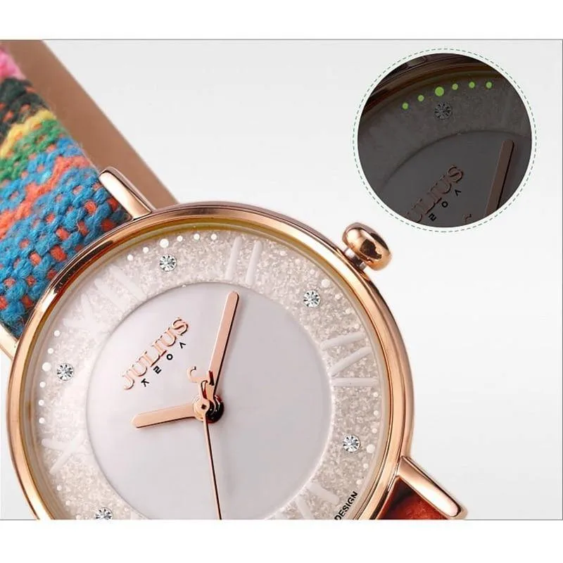Drama Dame Damenuhr Japan Movt Strass Mode Uhr Stunden Kleid Armband Leder Mädchen Geburtstagsgeschenkbox