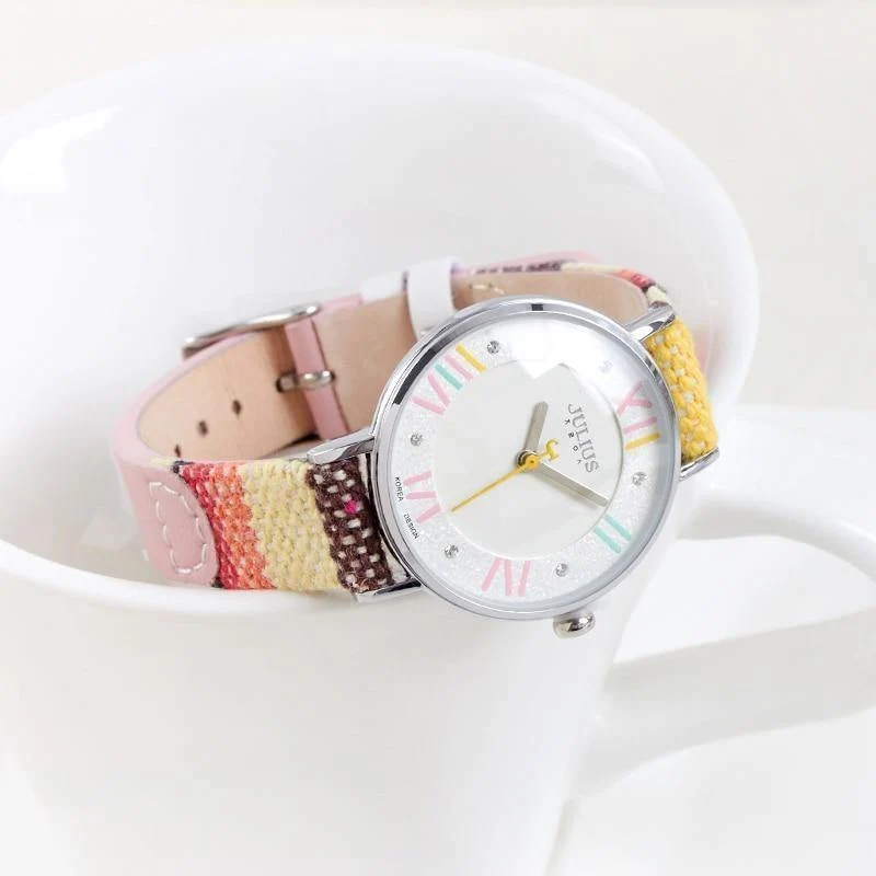 Drama Dame Damenuhr Japan Movt Strass Mode Uhr Stunden Kleid Armband Leder Mädchen Geburtstagsgeschenkbox