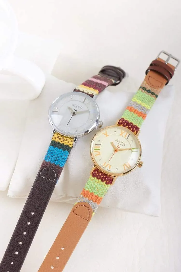 Drama Dame Damenuhr Japan Movt Strass Mode Uhr Stunden Kleid Armband Leder Mädchen Geburtstagsgeschenkbox