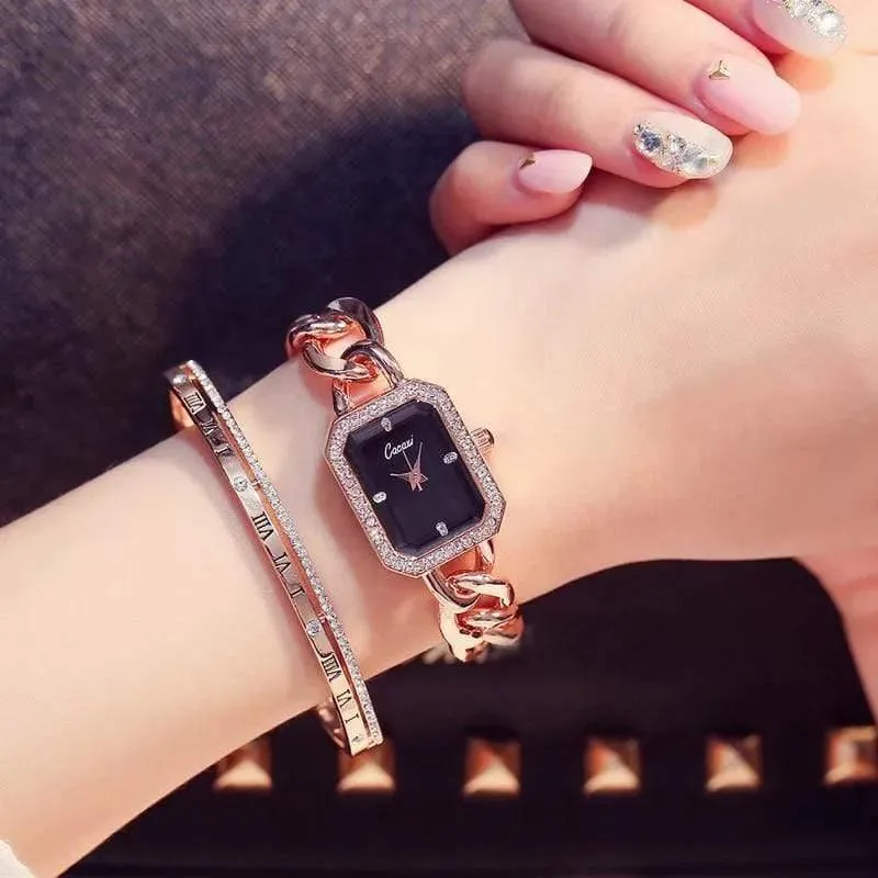 Frauen Uhr Luxus Mode Quarz-uhr Frauen Casual Kette Armband Armbanduhren Reloj Mujer Montre Femme
