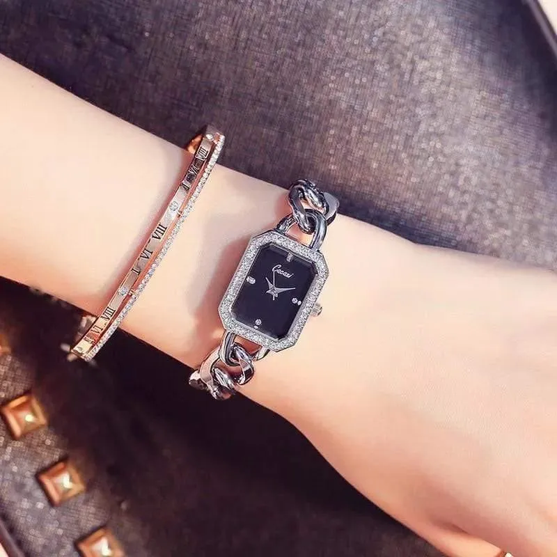 Frauen Uhr Luxus Mode Quarz-uhr Frauen Casual Kette Armband Armbanduhren Reloj Mujer Montre Femme