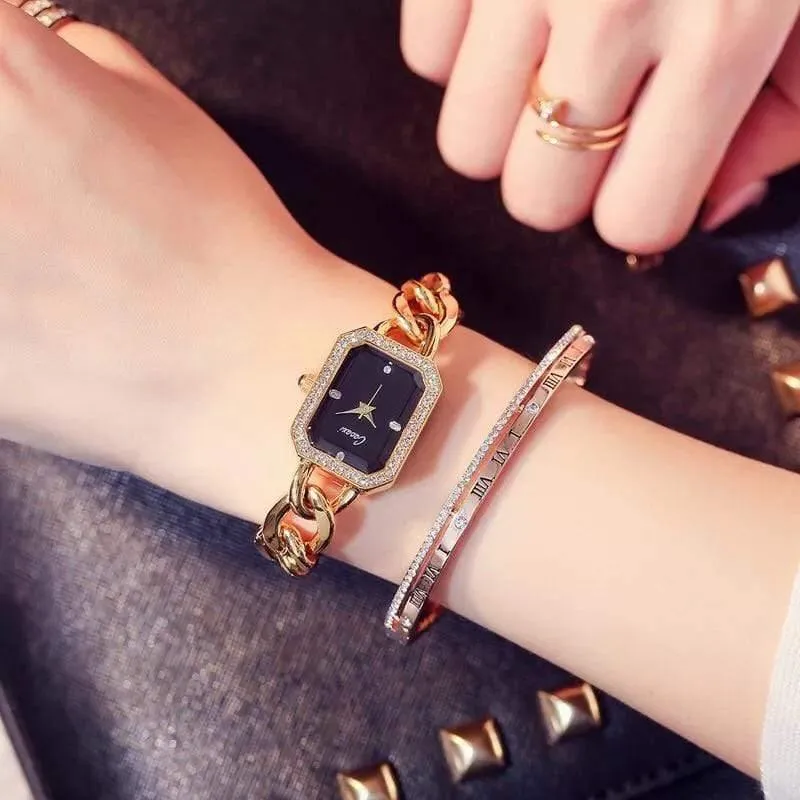 Frauen Uhr Luxus Mode Quarz-uhr Frauen Casual Kette Armband Armbanduhren Reloj Mujer Montre Femme
