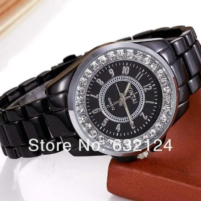 Uhr Korea Stil Runden Zifferblatt Kristall Mode Quarz Armbanduhr Schwarz & Weiß Legierung Armbanduhr Unisex masculino uhren