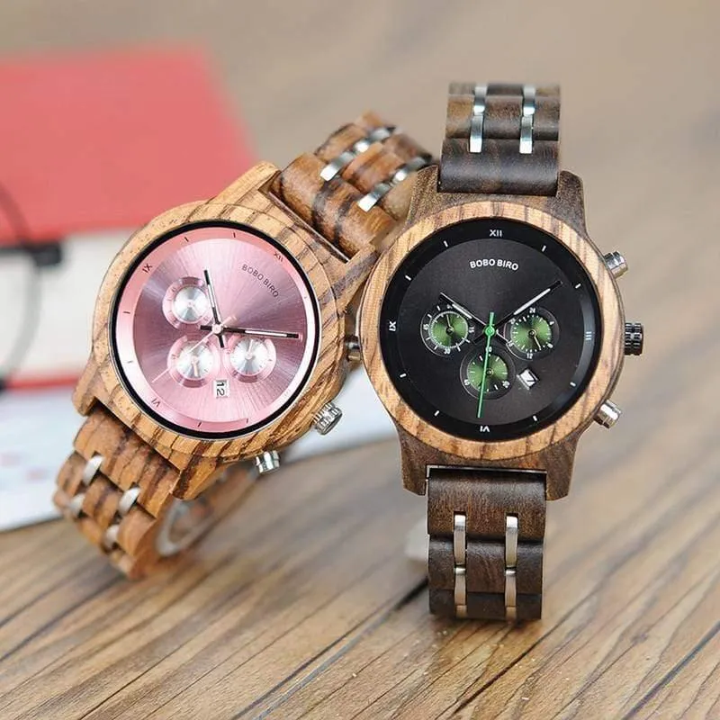 Damenuhren Luxus-Chronograph Datum Quarzuhr Luxuriöse vielseitige Damenuhren aus Holz Akzeptieren Sie Logo-Drop-Shipping