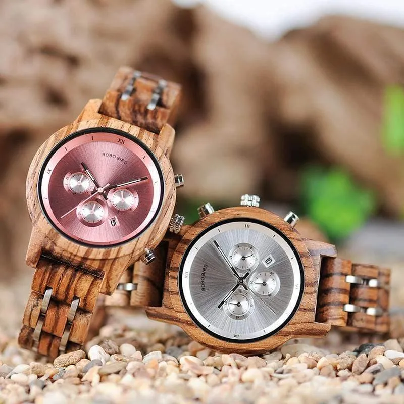 Damenuhren Luxus-Chronograph Datum Quarzuhr Luxuriöse vielseitige Damenuhren aus Holz Akzeptieren Sie Logo-Drop-Shipping