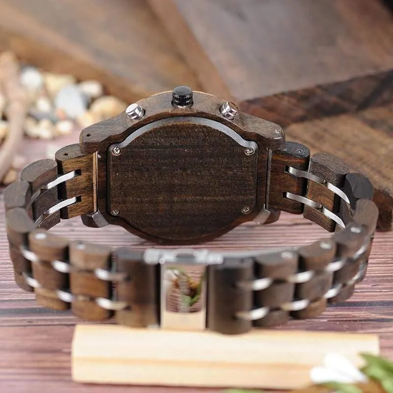 Damenuhren Luxus-Chronograph Datum Quarzuhr Luxuriöse vielseitige Damenuhren aus Holz Akzeptieren Sie Logo-Drop-Shipping
