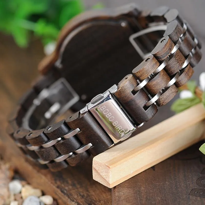 Damenuhren Luxus-Chronograph Datum Quarzuhr Luxuriöse vielseitige Damenuhren aus Holz Akzeptieren Sie Logo-Drop-Shipping