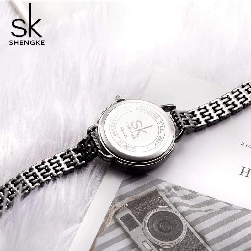 Schmuck Geschenke für Frauen Luxus Schwarz Stahl Quarzuhr Marke Frauen Uhren Mode Damen Uhr Relogio Feminino
